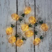 Led Işık Metal Ananas 10'lu Şerit Aydınlatma Pilli Ağaç SüsüAğaç Süsü - 4