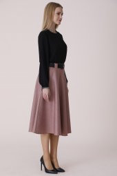 ETEK ŞANEL BOY,KLOŞ,KIŞLIK ,KAŞMİR KUMAŞ,780, SORALLINESORALLİNE KADIN KLOŞ ETEK 780 PUDRA - 2