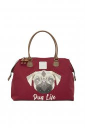 Bagmori Bordo Pug Baskılı Omuz Askılı Çanta - 1