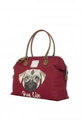 Bagmori Bordo Pug Baskılı Omuz Askılı Çanta - 2