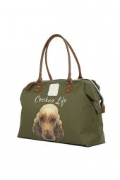 Bagmori Haki Cocker Spaniel Baskılı Omuz Askılı Çanta - 2