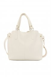 Bagmori Beyaz Üç Bölmeli Çıtçıt Detaylı Çanta - 1