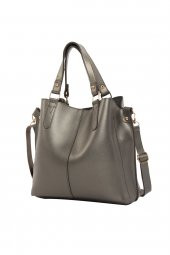 Bagmori Gümüş Üç Bölmeli Çıtçıt Detaylı Çanta - 2