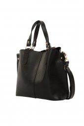 Bagmori Siyah Üç Bölmeli Çıtçıt Detaylı Çanta - 2