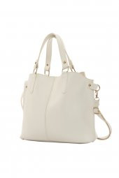 Bagmori Beyaz Üç Bölmeli Çıtçıt Detaylı Çanta - 2