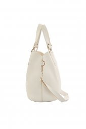 Bagmori Beyaz Üç Bölmeli Çıtçıt Detaylı Çanta - 3