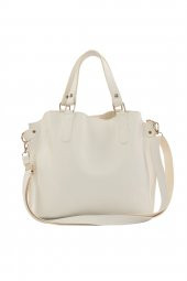 Bagmori Beyaz Üç Bölmeli Çıtçıt Detaylı Çanta - 4