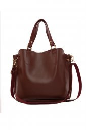 Bagmori Bordo Üç Bölmeli Çıtçıt Detaylı Çanta - 4