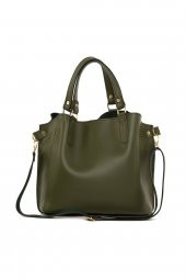 Bagmori Haki Üç Bölmeli Çıtçıt Detaylı Çanta - 4