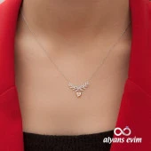 Gümüş İsimli Kalpli Kolye - 4