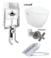 NKP GÖMME REZERVUAR + ARA KESME + TP325 CREAVİT ASMA KLOZET + HİSAR KAPAK thumbnail 1