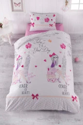 %100 Pamuk Çarşafı Lastikli Tek Kişilik Nevresim Takımı Beauty - 1