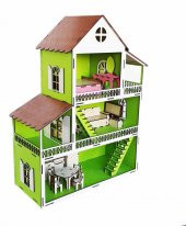 Barbie Hediyeli Oyuncak Ahşap Ev Portatif Bebek  Çocuk Oyun Evi - 8