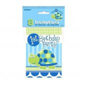 1 YAŞ MAVİ DOĞUM GÜNÜ DAVETİYE SETİ 8Lİ - 1