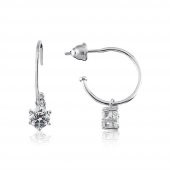 Swarovski Altı Tırnaklı Tektaş Küpe - 1