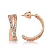 Swarovski Taşlı Yarım Ay Küpe - 1