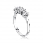 Swarovski Taşlı Özel Tasarım 925 Ayar Beştaş Yüzük - Uzun Montur - 2