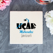 Kişiye Özel Uçak Mühendisi Taş Bardak Altlığı - 1