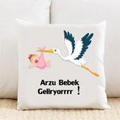 Bebek Geliyor Kişiye Özel Yastık Kılıfı Pi129 - 1