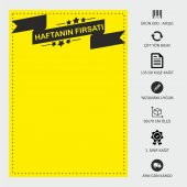 İndirim Reklam Promosyon Kampanya Market ve Mağaza Fiyat Afişi Görsel Sarı Kuşe Kağıt 50x70CM 250AD - 1