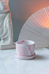 Pembe Mermer Desenli Vazo - 2