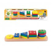 Montessori Eğitici Ahşap Oyuncak Çocuk Oyuncak Zeka Geliştiren Montessori Anaokulu Kreş Woodoy Geometrik Şekiller - 1