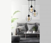 Zumba 3lü Siyah Tepsili Sarkıt Avize - 2