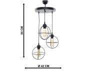 Zumba 3lü Siyah Tepsili Sarkıt Avize - 3