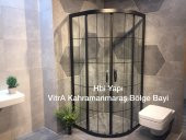 Siyah duşakabin oval h190 mat siyah profil, çizgiler garantilidir - 1