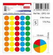 Tanex Mıx Color Ofis Etiketi 19mm 5-Renk 5.yaprak (175 Etiket) - 1