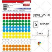 Tanex Mıx Color Ofis Etiketi 10mm 6-Renk 5.yaprak (540 Etiket) - 1