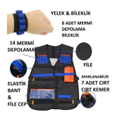 NERF OYUNCAK MERMİ  UYUMLU YELEK  + MERMİ DEPOLAMA BİLEKLİK - 1