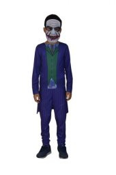 Joker Çocuk Kostümü - Unisex Çocuk Kostümü - Maskeli Joker Kostümü + Pvc Maske Hediyeli - 1