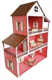 Ahşap Çocuk Oyun Evi Lol Barbie Uyumlu Oyuncak Ev Portatif Ev 80Cm - 1