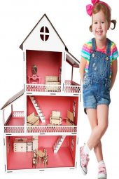 Ahşap Çocuk Oyun Evi Lol Barbie Uyumlu Oyuncak Ev Portatif Ev 80Cm - 6