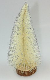 YILBAŞI KREM ÇAM AĞACI GÜMÜŞ KARLI MASA SÜSÜ 40CM - 1