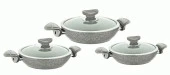 OMS Granit Sahan Set 6 Parça 18-20-22 cm Gri 3004 - 1