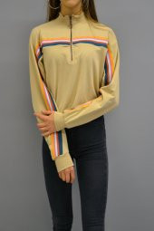 Çizgili Bej Sweatshirt - 1