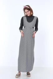 IŞŞIL 9138-Kazayağı Çift Düğme Maxi Jile Hamile Elbise - 2