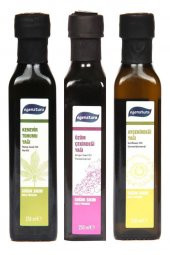 Egenatura Kenevir Tohumu Yağı 250 ml + Üzüm Çekirdeği Yağı 250 ml + Ay Çekirdeği Yağı 250 ml - Soğuk Sıkım & Cam Şişe - 1
