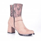AYAKKALBİN 943 BASKILI GARNİLİ NUBUCK TOPUKLU BAYAN BOT - 1