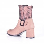 AYAKKALBİN 943 BASKILI GARNİLİ NUBUCK TOPUKLU BAYAN BOT - 3