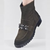 AYAKKALBİN RT005 TAŞLI TROP TABANLI FERMUARLI NUBUCK BAYAN BOT - 2