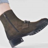 AYAKKALBİN RT005 TAŞLI TROP TABANLI FERMUARLI NUBUCK BAYAN BOT - 4