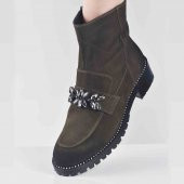AYAKKALBİN RT005 TAŞLI TROP TABANLI FERMUARLI NUBUCK BAYAN BOT - 2