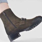 AYAKKALBİN RT005 TAŞLI TROP TABANLI FERMUARLI NUBUCK BAYAN BOT - 4