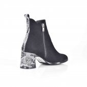 AYAKKALBİN 200 SİYAH-933 SİYAH SNAKE SKIN TOPUKLU BAYAN BOT - 2