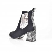 AYAKKALBİN 200 SİYAH-933 SİYAH SNAKE SKIN TOPUKLU BAYAN BOT - 3