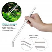 AQUABLUE BİTKİLİ AKVARYUM CIMBIZI EĞRİ UÇLU 265mm ÇELİK CIMBIZ - 3