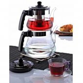 3.6 Litre Ateşe Dayanıklı Süzgeçli Cam Çaydanlık BÜYÜK BOY - 1